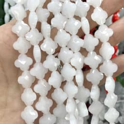 Faceted Natural Clover Tiger Eye Agates Chalcedony Quartz Stone Spacer Loose Beads Pendants Handmade For Charm Jewelry Making
