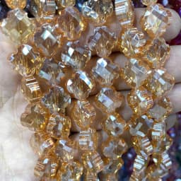 Faceted Natural Clover Tiger Eye Agates Chalcedony Quartz Stone Spacer Loose Beads Pendants Handmade For Charm Jewelry Making