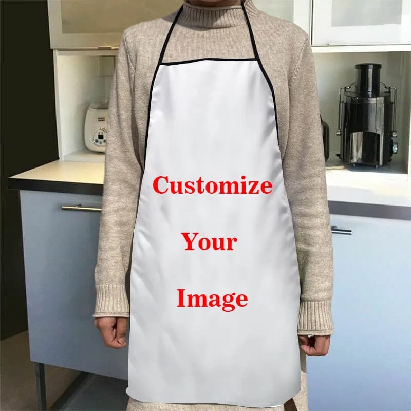 1Pcs Custom Logo Kitchen Apron Cartoon Dinner Party Cooking Apron Baking Accessories For Men Women Waterproof Oil-Proof Fabric