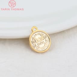 (833)10PCS 11x13.5MM Hole 1MM 24K Gold Color Brass Queen of England Coin Charms Pendants Diy Jewelry Findings Accessories