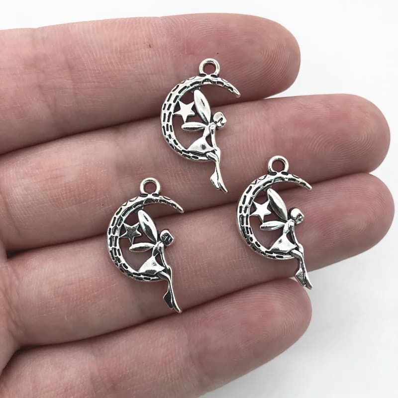15pcs Charms Angel Fairy 25x15mm Silver Color Angel Pendants For Jewelry Making Antique Silver Color Charms Accessories