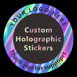 100pcs Custom Holographic Sticker Labels, Bright Silver, Gold Personalized Sticker Logo Thank You Label