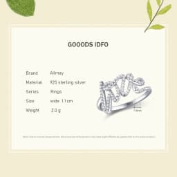 Ailmay Fashion 925 Sterling Silver Clear Zircon Romantic LOVE Finger Ring For Women Wedding Statement Fine Silver Jewelry