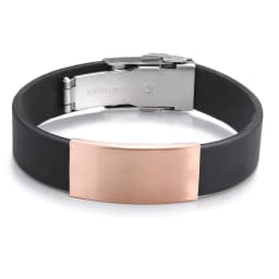 2025 Trend Glamour Jewelry Stainless Steel Black Silicone Bracelet Vintage Titanium Steel Rubber Bracelet For Man Women Pulseras