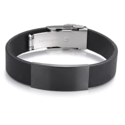 2025 Trend Glamour Jewelry Stainless Steel Black Silicone Bracelet Vintage Titanium Steel Rubber Bracelet For Man Women Pulseras