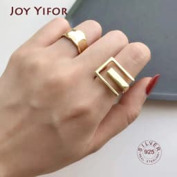 Minimalist 925 Sterling Silver Width Rings For Women Trendy Creative France Gold Plated Elegant Bride Jewelry Gifts