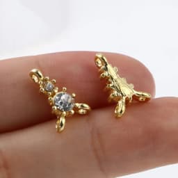 Fsashion Metal Connectors Triangle Gold Color Rhinestone Charms DIY Making Women Necklace Jewelry Gifts 13mm x 9mm,10PCs