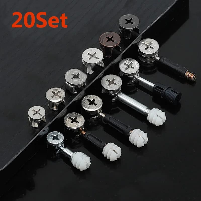 20pcs Thickening 3 In1 Furniture Connecting Hardware Set Cam Screw Eccentric Wheel Nut Cam Lock Nut for Wardrobe Splicing Cabine