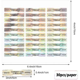 Holographic Serial Number Security Label High Security Void Seal Warranty Void Stickers Bone Shape Tamper Proof Adhesive Labels