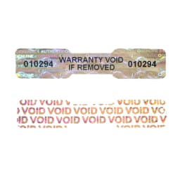 Holographic Serial Number Security Label High Security Void Seal Warranty Void Stickers Bone Shape Tamper Proof Adhesive Labels