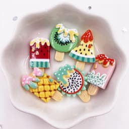 12Pcs Resin Colorful Fruit Popsicle Flatback Cabochon Figurine Stone Scrapbook Party Applique DIY Jewelry Accessories Art Crafts
