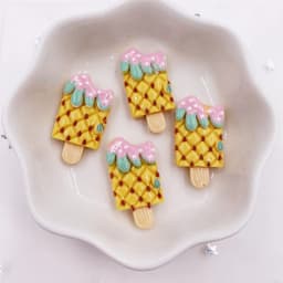 12Pcs Resin Colorful Fruit Popsicle Flatback Cabochon Figurine Stone Scrapbook Party Applique DIY Jewelry Accessories Art Crafts