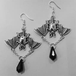 Fashion Personality Gothic Dark Night Bat Zircon Earrings Men and Women Punk Rock Hip Hop Jewelry