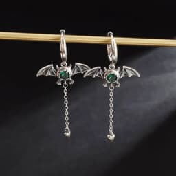 Fashion Personality Gothic Dark Night Bat Zircon Earrings Men and Women Punk Rock Hip Hop Jewelry