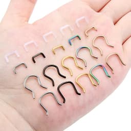 WKOUD Clear Flexible Septum Retainer Plastic & Surgical Steel Nose Septum Ring Piercing Jewelry For Women Men Sean