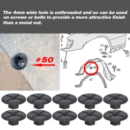 10x 4mm Fastener Nut Cover For Mercedes Benz BMW Fender Mud Flaps Splash Guard Wheel Arch Bumper Panel Retainer Unthreaded Clips