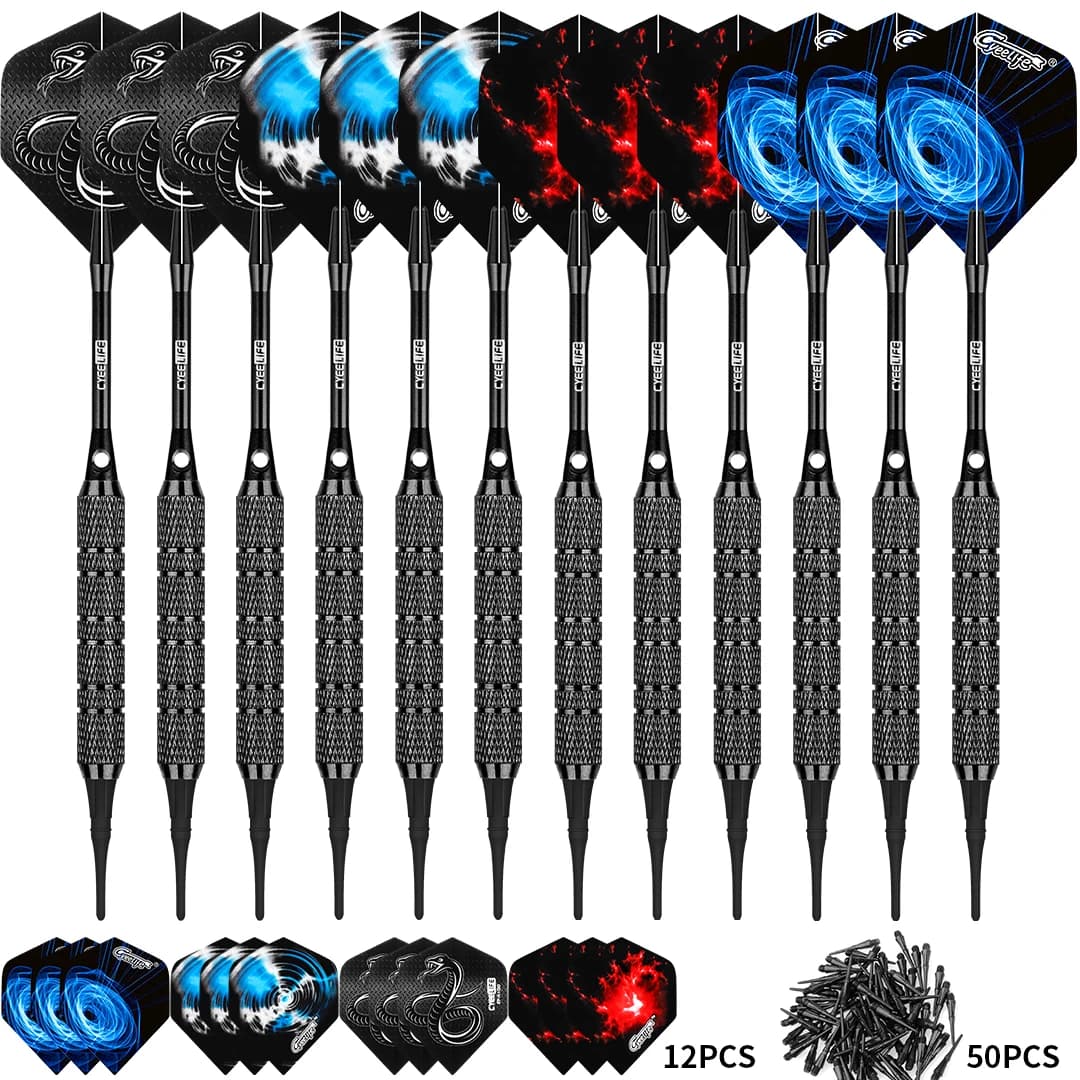 CyeeLife 18/22g Soft Tip Darts Set Professional For Plastic Electronic Dartboard Indoor Dartboard Game Family 9PCS 12PCS