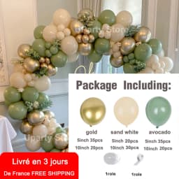 162Pcs Avocado Green Balloons Garland Arch Creamy White Retro Olive Green Balloon for Wedding Birthday Party Background Decor