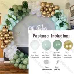 162Pcs Avocado Green Balloons Garland Arch Creamy White Retro Olive Green Balloon for Wedding Birthday Party Background Decor