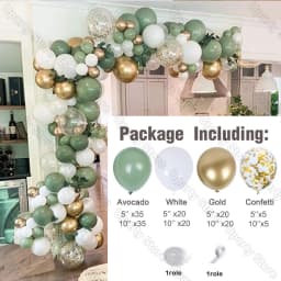 162Pcs Avocado Green Balloons Garland Arch Creamy White Retro Olive Green Balloon for Wedding Birthday Party Background Decor