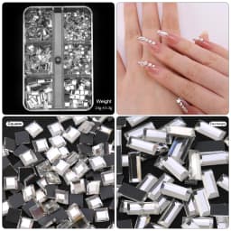 6 Grid Rectangle Rhinestones Crystal Flatback Mirror Glitter Diamond Gems DIY Garment Nail Art Rhinestones Decorations Supplies