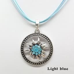 Fashion Round Vintage Sculptured Edelweiss Necklace for Women Pendant Traditional Rhinestone Rope Chain Choker Jewelry Wholesale