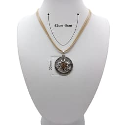Fashion Round Vintage Sculptured Edelweiss Necklace for Women Pendant Traditional Rhinestone Rope Chain Choker Jewelry Wholesale