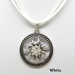 Fashion Round Vintage Sculptured Edelweiss Necklace for Women Pendant Traditional Rhinestone Rope Chain Choker Jewelry Wholesale