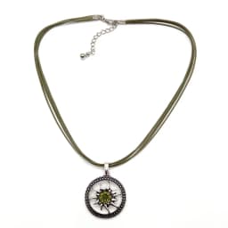 Fashion Round Vintage Sculptured Edelweiss Necklace for Women Pendant Traditional Rhinestone Rope Chain Choker Jewelry Wholesale