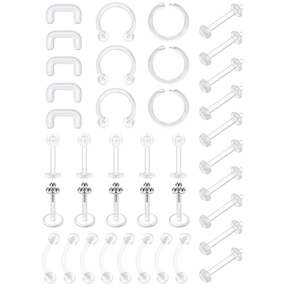 Clear Flexible Forwards Helix Tragus Daith Rook Retainer Cartilage Earring Lip Rings Labret Monroe Plastic Piercing Retainers