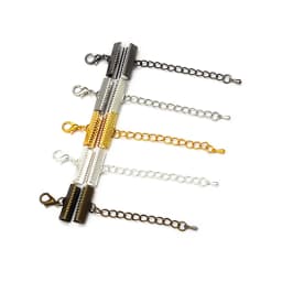 10 Sets Ribbon Leather Cord End Fastener Clasps With Chains Lobster Clasps Connectors For Bracelet Diy Jewelry Making Findings