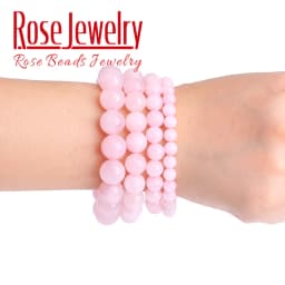Natural Stone Pink Rose Quartz Crystal Beads Bracelet Streche Bracelet Elastic Cord Pulseras Fine Jewelry Bead Lovers Woman Gift