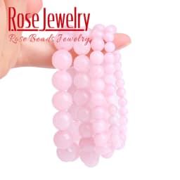 Natural Stone Pink Rose Quartz Crystal Beads Bracelet Streche Bracelet Elastic Cord Pulseras Fine Jewelry Bead Lovers Woman Gift