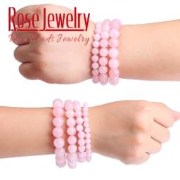 Natural Stone Pink Rose Quartz Crystal Beads Bracelet Streche Bracelet Elastic Cord Pulseras Fine Jewelry Bead Lovers Woman Gift