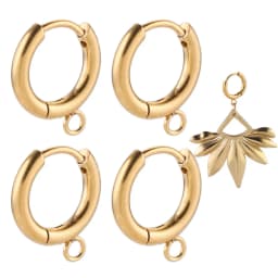 10pcs Stainless Steel Gold Earring Hooks earrings making with Loop Round Ear Post with Open Jump Ring for DIY Jewelry Components