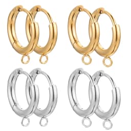 10pcs Stainless Steel Gold Earring Hooks earrings making with Loop Round Ear Post with Open Jump Ring for DIY Jewelry Components