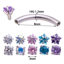 1pc Zircon Eyebrow Piercing Curved Barbell Lip Banana Ring Earrings Cartilage Surgical Steel Ear Stud Tragus Helix Body Jewelry