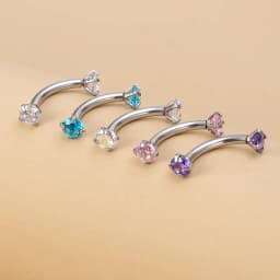 1pc Zircon Eyebrow Piercing Curved Barbell Lip Banana Ring Earrings Cartilage Surgical Steel Ear Stud Tragus Helix Body Jewelry