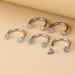 1pc Zircon Eyebrow Piercing Curved Barbell Lip Banana Ring Earrings Cartilage Surgical Steel Ear Stud Tragus Helix Body Jewelry