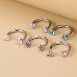 1pc Zircon Eyebrow Piercing Curved Barbell Lip Banana Ring Earrings Cartilage Surgical Steel Ear Stud Tragus Helix Body Jewelry