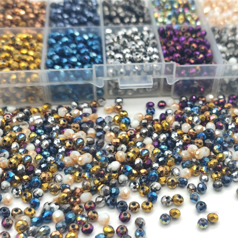 Faceted Glass Beads 2mm-8mm round Czech Crystal Spacer Loose Beads Plated Metallic Colored for DIY Jewelry Bracelet Making