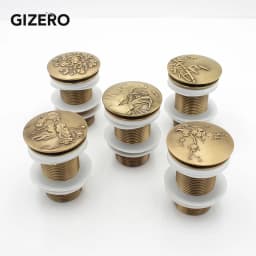 Bathroom Basin Sink Pop Up Drain Antique Brass Carved Waste Stopper Clic-clac Waterlet Vanity Sink Waste Drainer ZR2023