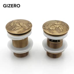 Bathroom Basin Sink Pop Up Drain Antique Brass Carved Waste Stopper Clic-clac Waterlet Vanity Sink Waste Drainer ZR2023