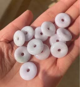 5pc Natural Lavender Type A Myanmar Jadeite Jade Circle doughnut Buckle Pendant Necklace Fine DIY Earring Accessoriest Women's