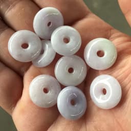 5pc Natural Lavender Type A Myanmar Jadeite Jade Circle doughnut Buckle Pendant Necklace Fine DIY Earring Accessoriest Women's