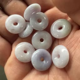 5pc Natural Lavender Type A Myanmar Jadeite Jade Circle doughnut Buckle Pendant Necklace Fine DIY Earring Accessoriest Women's