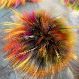 Big Colorful Fluffy Real Fox Fur Raccoon Pompoms With Button DIY Poms Balls Natural Fur Pompons For Hats Caps Shoes Whosale