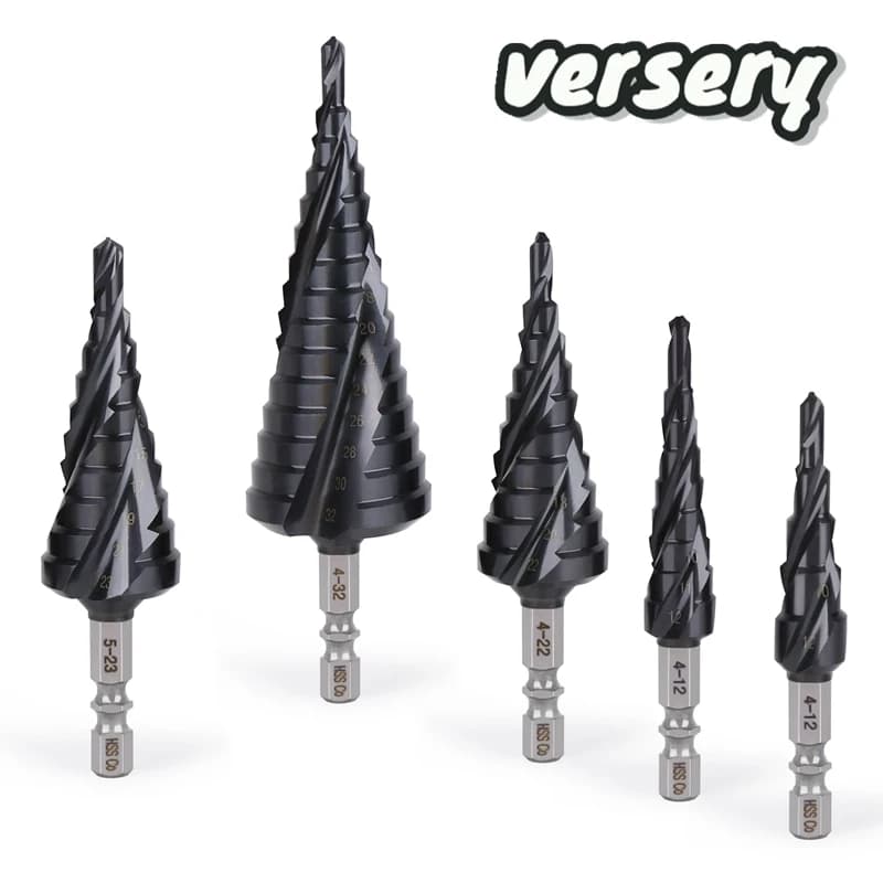 Versery Hex Shank HSS Co M35 Cobalt TiAIN Spiral Groove 3 Flutes Step Drill Bits For Stainless Steel Iron Hole Opener Saw