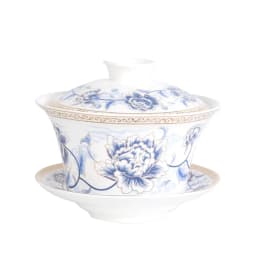 350ml Large capacity ceramics Gaiwan Porcelain Art Bird Tea Tureen Flower Tea Bowl with Saucer Lid Kit Master Teaset Drinkware