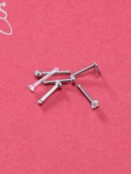 ZS 6-34pcs/Lot Heart Round Nose Piercing Ring Set Stainless Steel Crystal Nose Stud Pack L Shape Nose Nails Piercing Jewelry 20g